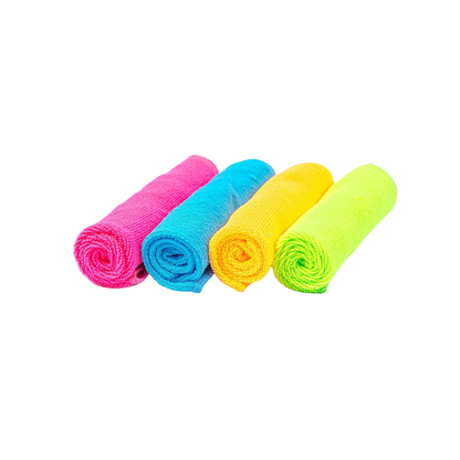 Set 4 Lavete din Microfibra 30x30 cm – Multicolor (roz, albastru, galben, verde)