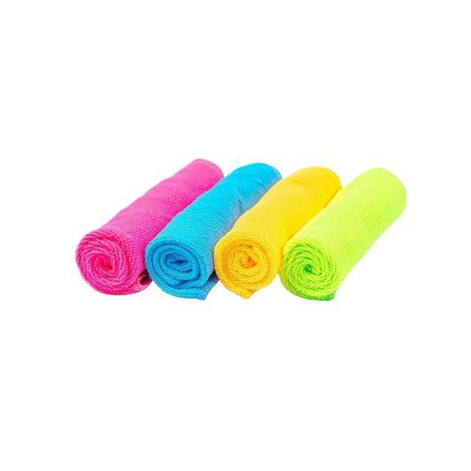 Set 4 Lavete din Microfibra 30x30 cm – Multicolor (roz, albastru, galben, verde)